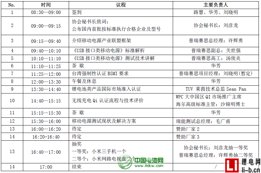 移動電源測試與認證技術研討會7月30日將在深圳召開