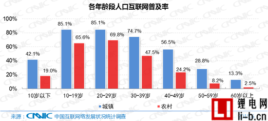 圖4各年齡段人口互聯網普及率