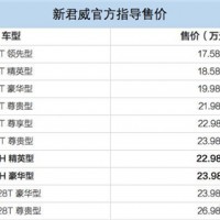 別克全新君威售價17.58-26.98萬 含兩款混動版